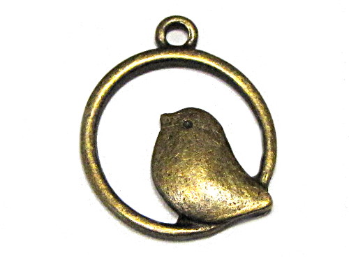 Anhnger Vogel im Rahmen, bronzefarben, ca. 25x21mm